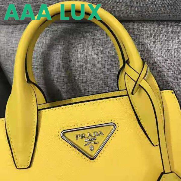 Replica Prada Women Saffiano Leather Prada Kristen Handbag-Yellow 9