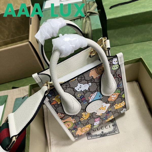 Replica Gucci Unisex Animal Print Mini Tote Bag Beige Ebony GG Supreme Canvas 5