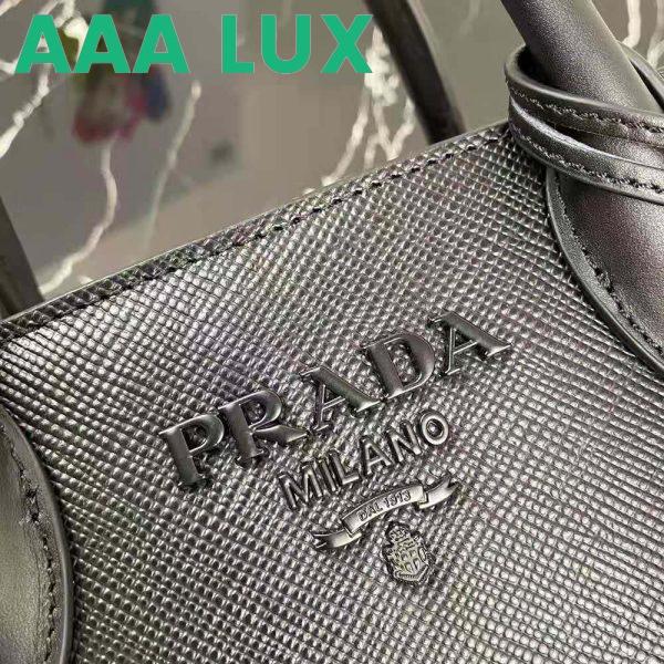 Replica Prada Women Saffiano Leather Prada Monochrome Bag-Black 10