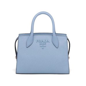 Replica Prada Women Saffiano Leather Prada Monochrome Bag-Blue 2