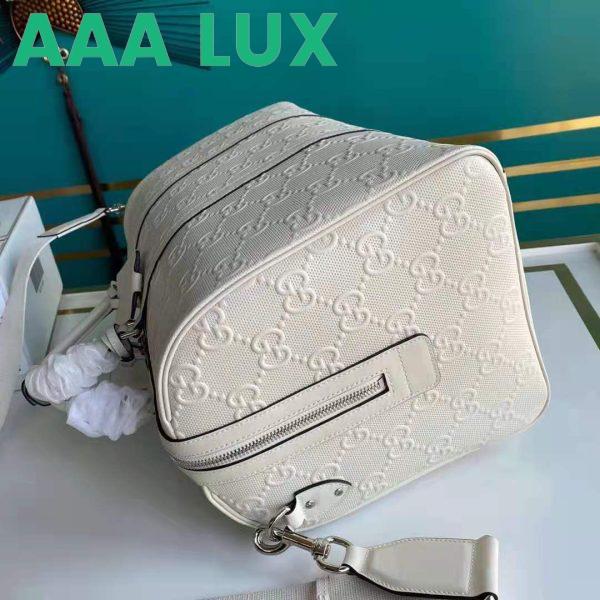 Replica Gucci GG Unisex GG Embossed Duffle Bag White GG Embossed Leather 7