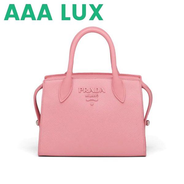 Replica Prada Women Saffiano Leather Prada Monochrome Bag-Pink 2