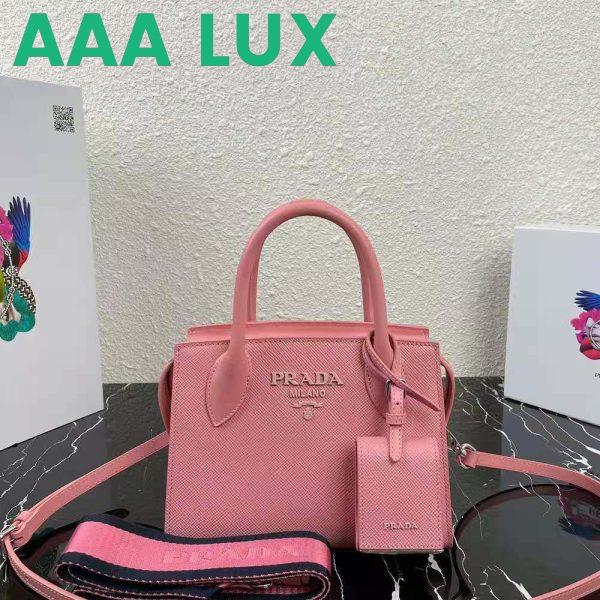 Replica Prada Women Saffiano Leather Prada Monochrome Bag-Pink 3