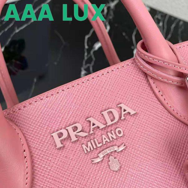 Replica Prada Women Saffiano Leather Prada Monochrome Bag-Pink 11