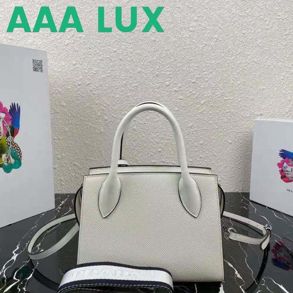 Replica Prada Women Saffiano Leather Prada Monochrome Bag-White 4