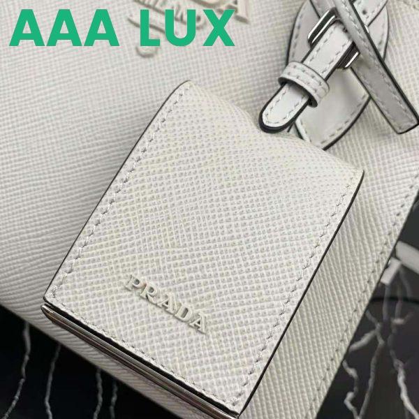 Replica Prada Women Saffiano Leather Prada Monochrome Bag-White 10