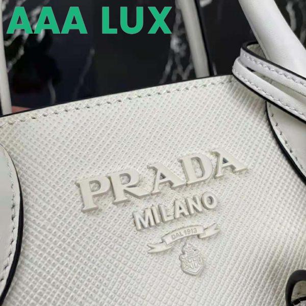 Replica Prada Women Saffiano Leather Prada Monochrome Bag-White 11