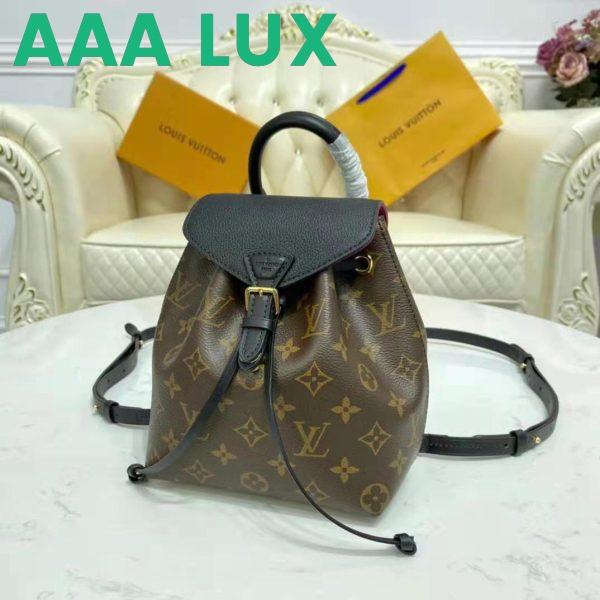 Replica Louis Vuitton LV Unisex Montsouris BB Backpack Black Monogram Coated Canvas Cowhide Leather 5