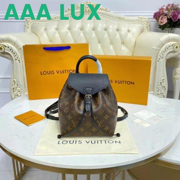 Replica Louis Vuitton LV Unisex Montsouris BB Backpack Black Monogram Coated Canvas Cowhide Leather 6