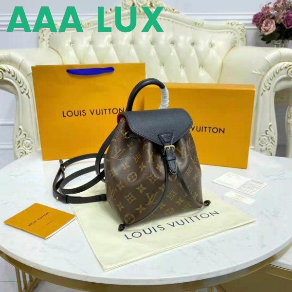 Replica Louis Vuitton LV Unisex Montsouris BB Backpack Black Monogram Coated Canvas Cowhide Leather 7