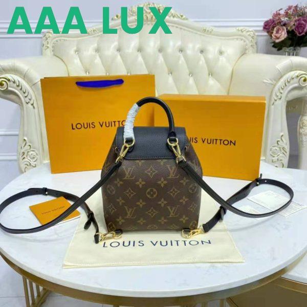 Replica Louis Vuitton LV Unisex Montsouris BB Backpack Black Monogram Coated Canvas Cowhide Leather 8