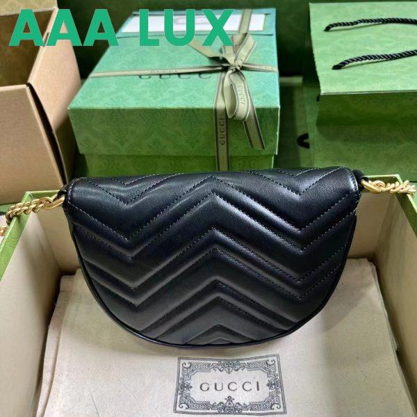 Replica Gucci Women GG Marmont Matelassé Chain Mini Bag Black Chevron Leather Double G 4