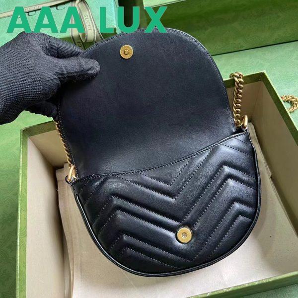 Replica Gucci Women GG Marmont Matelassé Chain Mini Bag Black Chevron Leather Double G 6