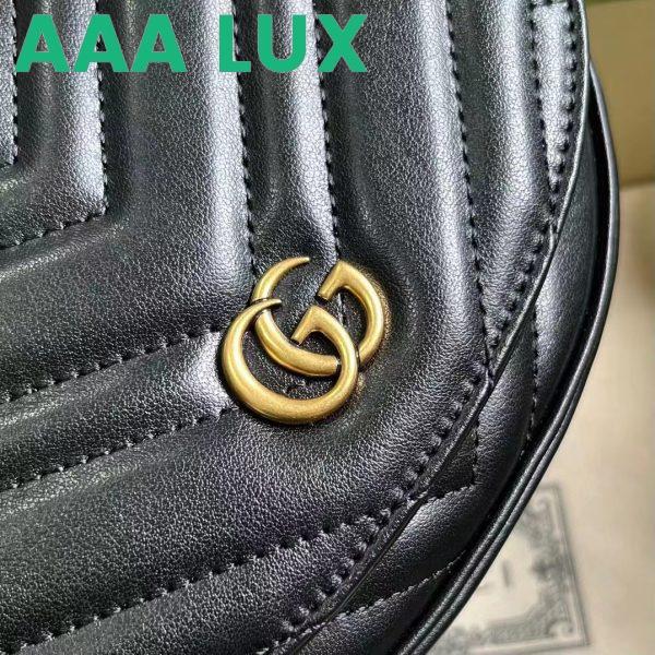 Replica Gucci Women GG Marmont Matelassé Chain Mini Bag Black Chevron Leather Double G 10