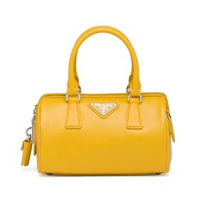 Replica Prada Women Saffiano Leather Top-handle Bag-Yellow