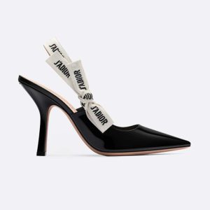 Replica Dior Women J’adior Slingback in Black Patent Calfskin Leather in 10 cm Heel 2