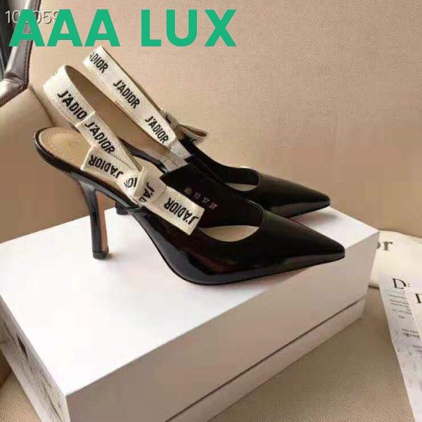 Replica Dior Women J’adior Slingback in Black Patent Calfskin Leather in 10 cm Heel 6