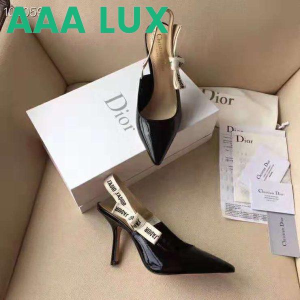 Replica Dior Women J’adior Slingback in Black Patent Calfskin Leather in 10 cm Heel 7