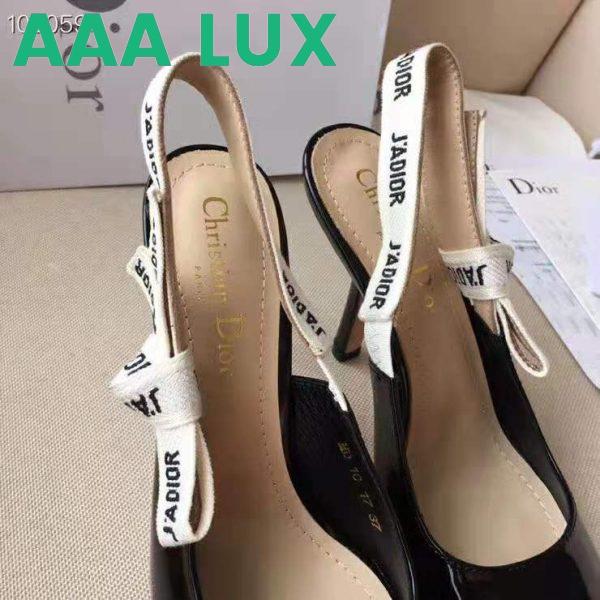 Replica Dior Women J’adior Slingback in Black Patent Calfskin Leather in 10 cm Heel 8