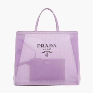 Replica Prada Women Sequined Mesh Tote Bag-Purple