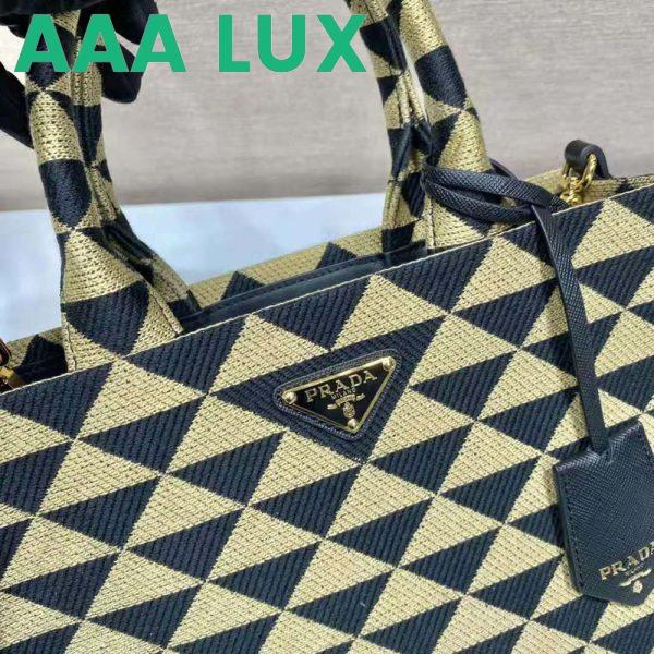 Replica Prada Women Small Prada Symbole Jacquard Fabric Handbag-Brown 8