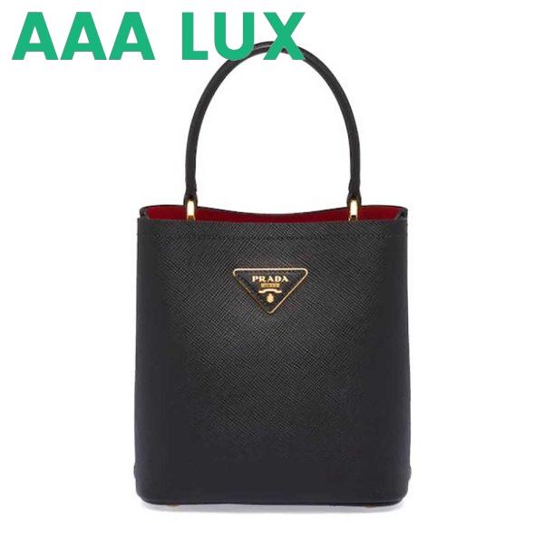 Replica Prada Women Small Saffiano Leather Prada Panier Bag-Black