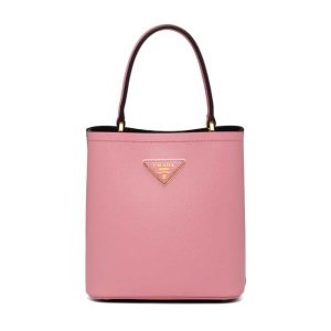 Replica Prada Women Small Saffiano Leather Prada Panier Bag-Pink