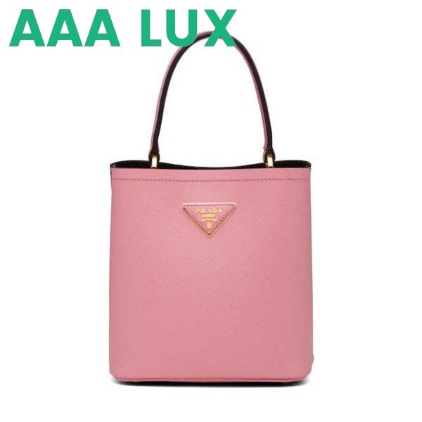 Replica Prada Women Small Saffiano Leather Prada Panier Bag-Pink 2