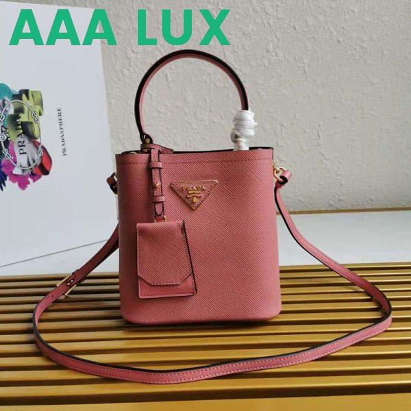 Replica Prada Women Small Saffiano Leather Prada Panier Bag-Pink 3