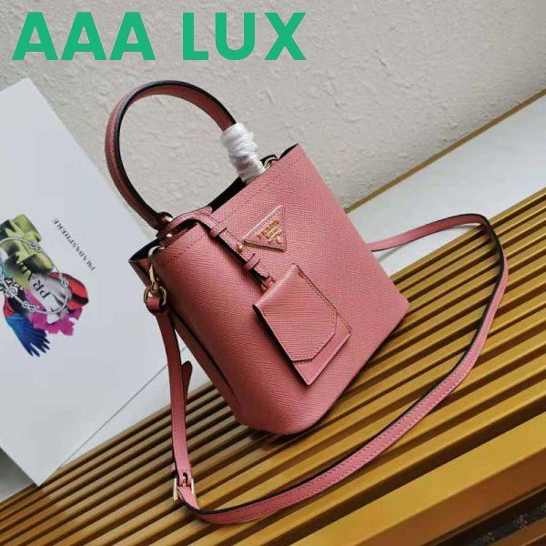 Replica Prada Women Small Saffiano Leather Prada Panier Bag-Pink 5