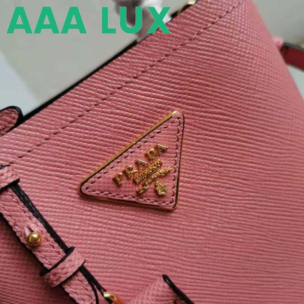 Replica Prada Women Small Saffiano Leather Prada Panier Bag-Pink 9