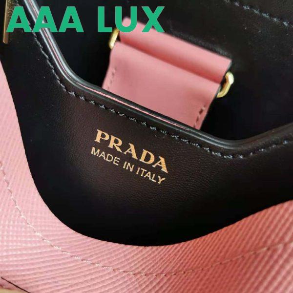 Replica Prada Women Small Saffiano Leather Prada Panier Bag-Pink 11