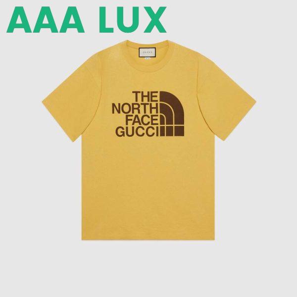 Replica Gucci Men The North Face x Gucci Oversize T-Shirt Cotton Jersey Crewneck-Yellow