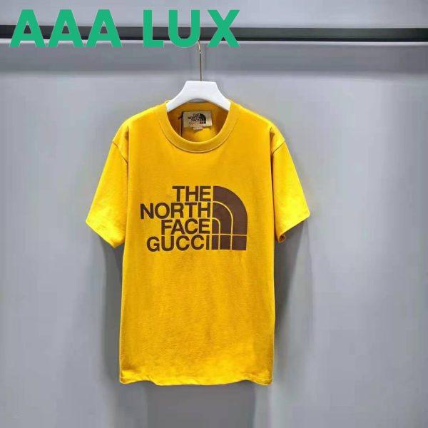 Replica Gucci Men The North Face x Gucci Oversize T-Shirt Cotton Jersey Crewneck-Yellow 3