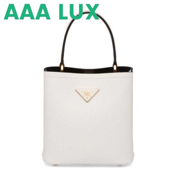 Replica Prada Women Small Saffiano Leather Prada Panier Bag-White