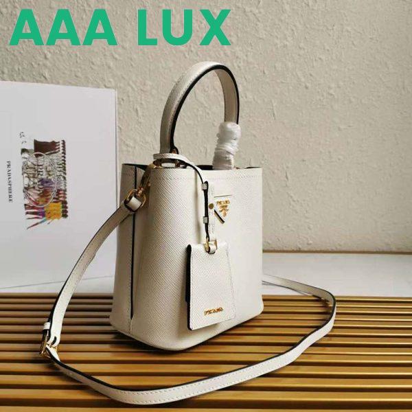 Replica Prada Women Small Saffiano Leather Prada Panier Bag-White 4