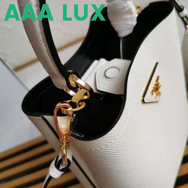Replica Prada Women Small Saffiano Leather Prada Panier Bag-White 9