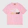 Replica Gucci Men The North Face x Gucci T-Shirt Pink Cotton Jersey Oversize Fit Crewneck