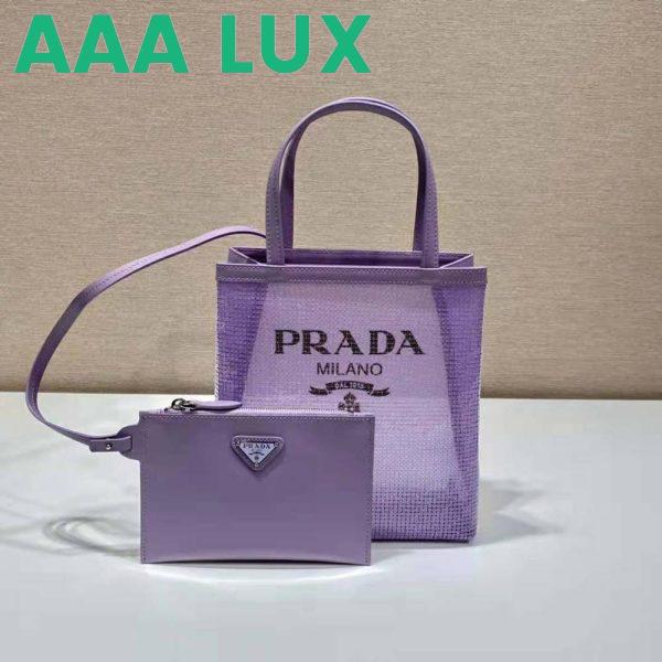 Replica Prada Women Small Sequined Mesh Tote Bag-Purple 3