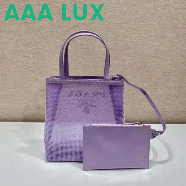 Replica Prada Women Small Sequined Mesh Tote Bag-Purple 4