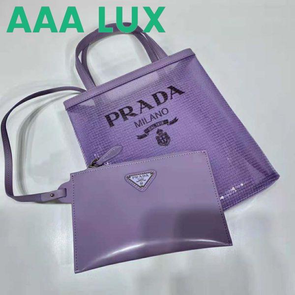 Replica Prada Women Small Sequined Mesh Tote Bag-Purple 6