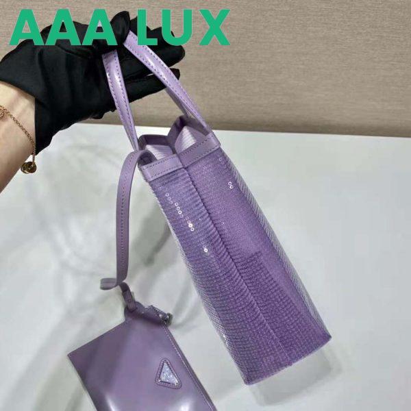 Replica Prada Women Small Sequined Mesh Tote Bag-Purple 7