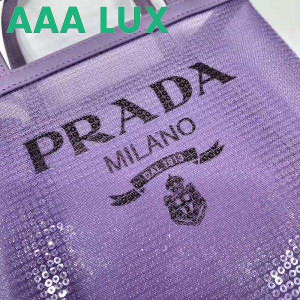 Replica Prada Women Small Sequined Mesh Tote Bag-Purple 9