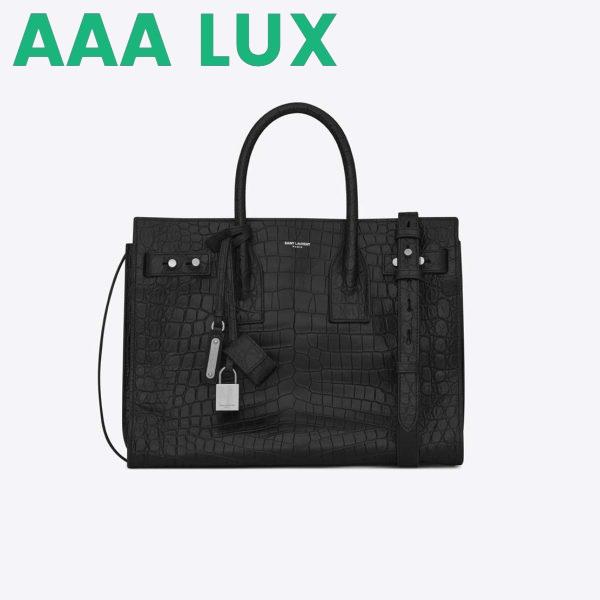 Replica Saint Laurent YSL Small SAC DE JOUR Souple Bag In Black Crocodile Embossed Leather