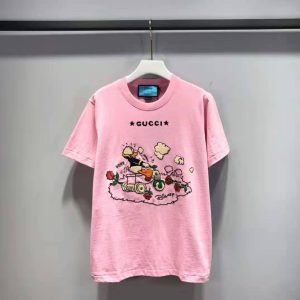 Replica Gucci Women Disney x Gucci Donald Duck T-Shirt Cotton Jersey Crewneck Short Sleeves-Pink 2
