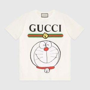 Replica Gucci Women Doraemon x Gucci Cotton T-shirt Ivory Jersey Crewneck Oversize Fit 2
