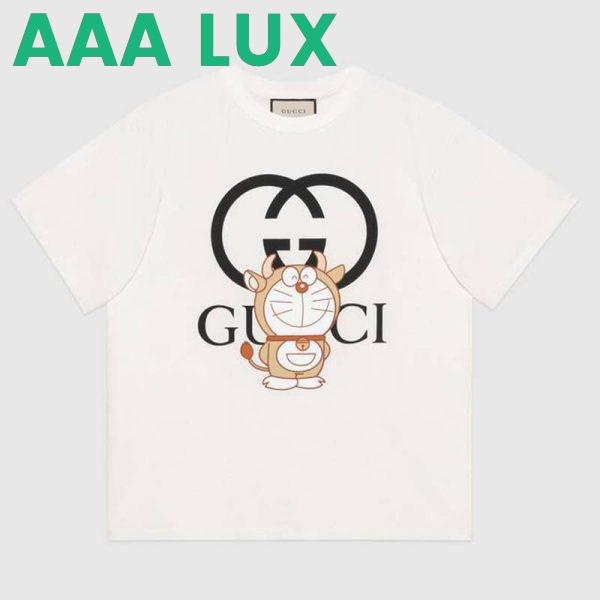 Replica Gucci Women Doraemon x Gucci Oversize T-Shirt Ivory Cotton Jersey Crewneck