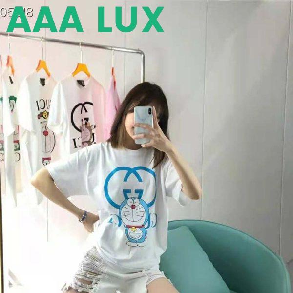 Replica Gucci Women Doraemon x Gucci Oversize T-Shirt Ivory Cotton Jersey Crewneck-Blue 8