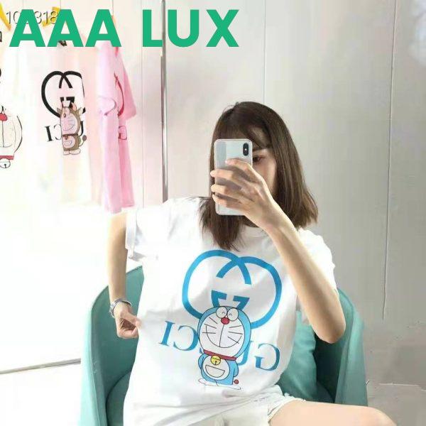 Replica Gucci Women Doraemon x Gucci Oversize T-Shirt Ivory Cotton Jersey Crewneck-Blue 9