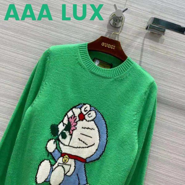 Replica Gucci Women Doraemon x Gucci Wool Sweater Green Wool Crewneck 5